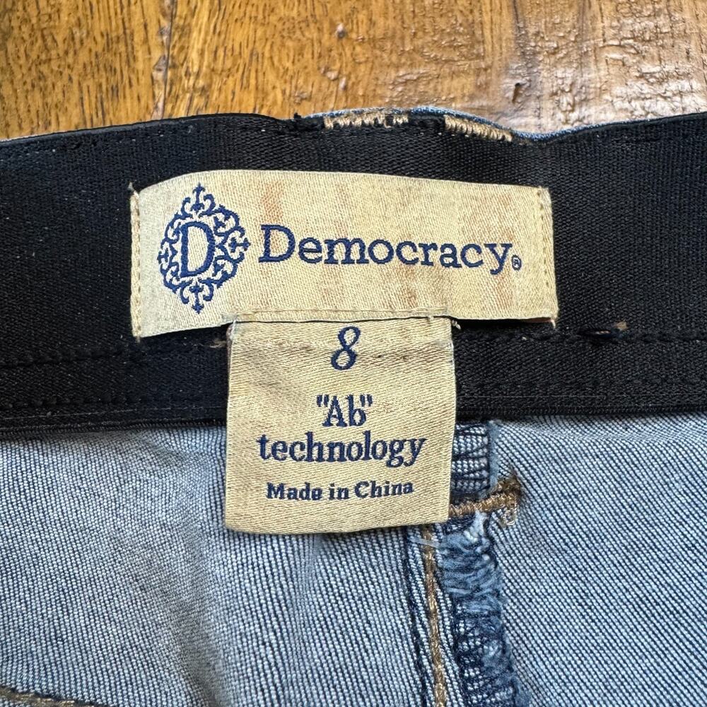 Democracy Ab Technology Jeans Womens Size 8 Flare Distressed Frayed Hem Stretch - Picture 2 of 7
